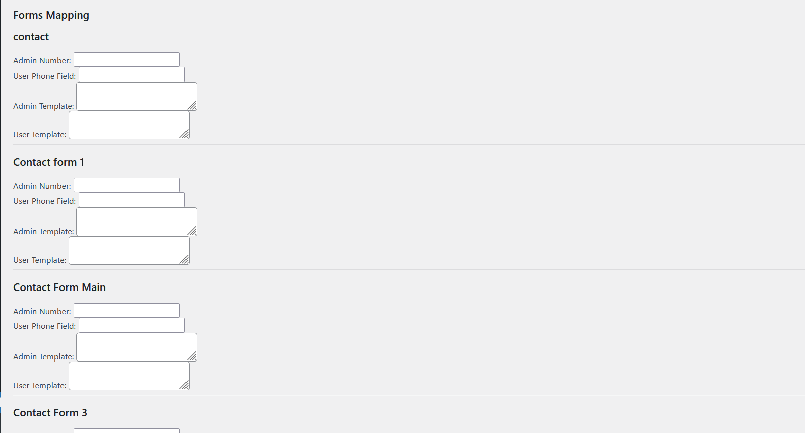 WhatsApp notification message from Contact Form 7 submission